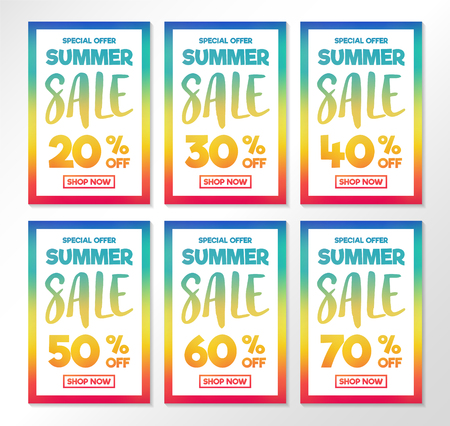 Concept of Summer Sale poster - collection. Vector.のイラスト素材