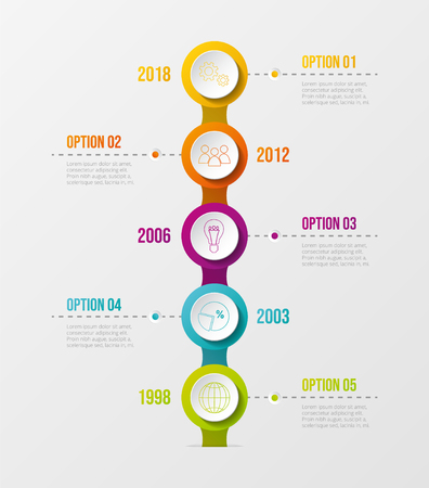 Concept of company milestone with  colourful icons.Vector.のイラスト素材