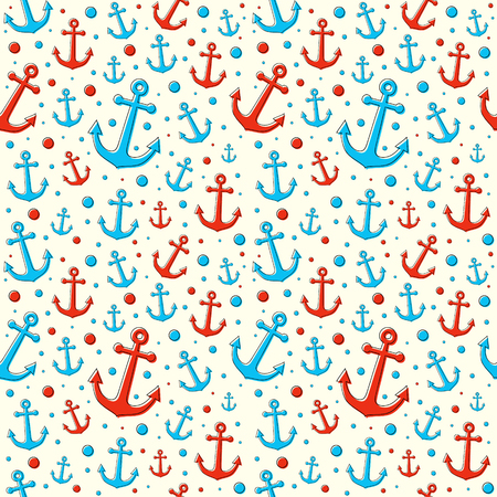 Concept of summer pattern in sailor style. Vector.のイラスト素材