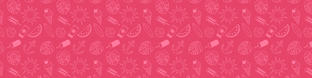 Summer header with funny doodles and copyspace. Vector.のイラスト素材