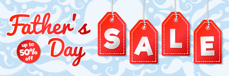Father's Day Sale - banner with moustaches. Vector.のイラスト素材
