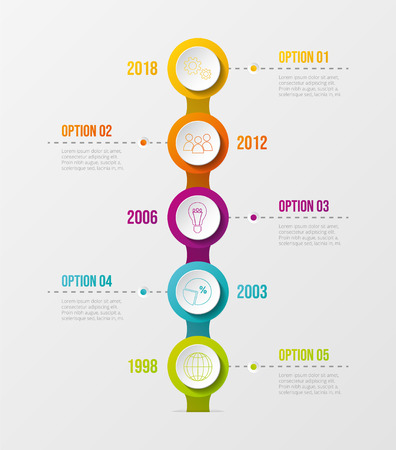 Concept of company milestone with  colourful icons.Vector.のイラスト素材