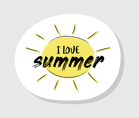 Pastel coloured summer label in retro style with funny text. Vector.のイラスト素材