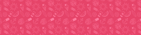 Summer header with funny doodles and copyspace. Vector.のイラスト素材