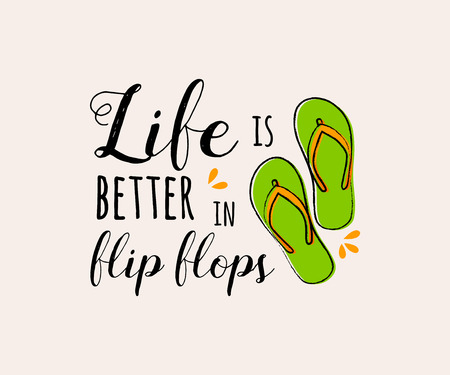Summer - funny hand drawn sticker in retro style. Vector.のイラスト素材