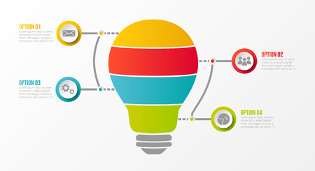 Business infograph - bulb with definied steps. Vector.のイラスト素材