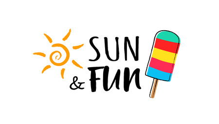 Summer poster - hand drawn icon with funny text. Vector.のイラスト素材