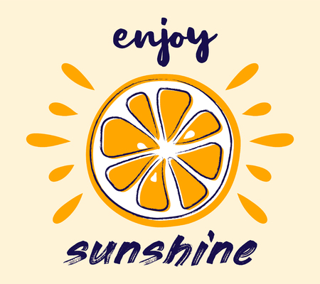 Summer - funny hand drawn sticker in retro style. Vector.のイラスト素材