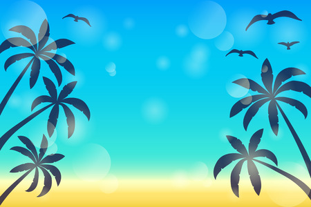 Layout of a banner with copyspace and palms for Summer Sale. Vector.のイラスト素材