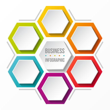 Empty business infograph - diagram with hexagons. Vector.のイラスト素材