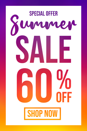 Summer Sale - special offer. Concept of multicoloured poster. Vector.のイラスト素材