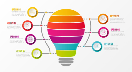 Concept of business idea infographic - template with colourful icons. Vector.のイラスト素材