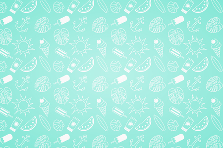 Funny summer background with hand drawn icons. Vector.のイラスト素材