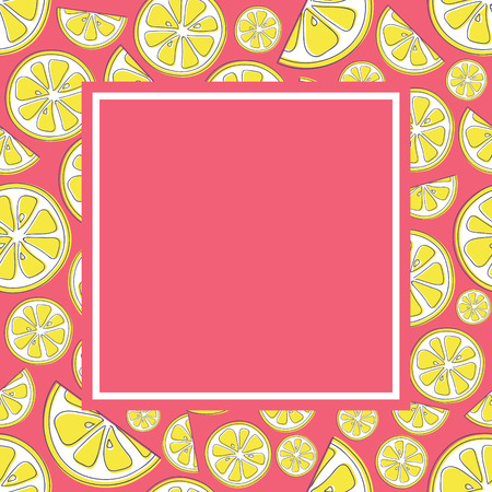 Card with hand drawn lemons and copyspace. Vector.のイラスト素材