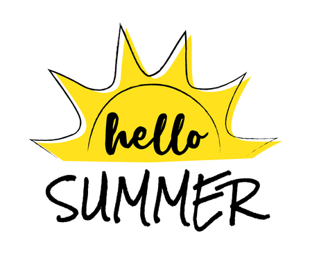 Sun. Summer poster - hand drawn icon with funny text. Vector.のイラスト素材