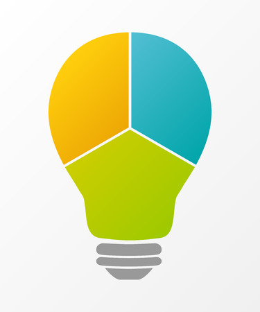 Colourful bulb with options - empty layout with copyspace. Diagram. Vector.のイラスト素材