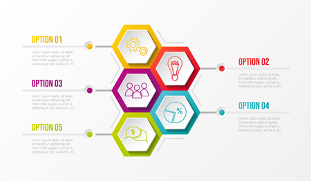 Business infographic with hexagonal icons. Vector.のイラスト素材