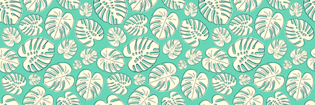 Seamless retro pattern with tropical leaves. Vector.のイラスト素材
