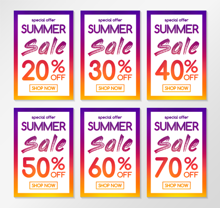 Summer Sale - concept of posters with different offers. Vector.のイラスト素材