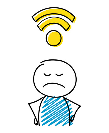 Wifi (internet) icon with angry stickman. Vector.のイラスト素材