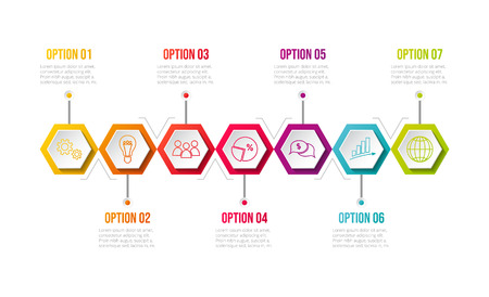 Infographic template with colourful icons. Vector.のイラスト素材