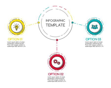 Colourful business timeline with hand drawn elements. Vector.のイラスト素材