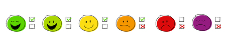 Colourful collection with stickmen and tick icons. Vector.のイラスト素材
