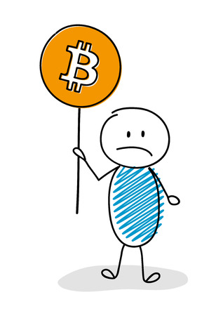 Stickman with bitcoin icon. Vector.のイラスト素材