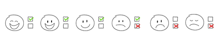 Collection of stickmen with checkmarks. Vector.のイラスト素材