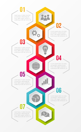 Colourful infographic template with financial icons. Vector.のイラスト素材