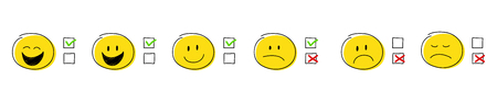Collection of stickmen with checkmarks. Vector.のイラスト素材