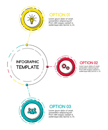 Colourful business timeline with hand drawn elements. Vector.のイラスト素材