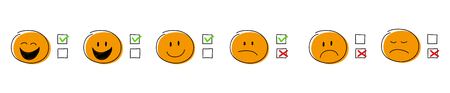 Checkmarks - set with cartoon stickmen. Vector.のイラスト素材