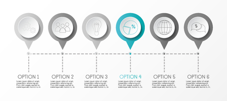 Gray timeline infographic with business icons. Vector.のイラスト素材