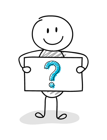 Funny stickman with question mark icon. Vector.のイラスト素材