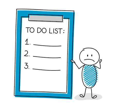 Cartoon stickman with to do list. Vector.のイラスト素材