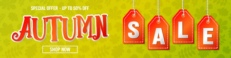 Autumn Sale - vibrant background with leaves. Vector.のイラスト素材