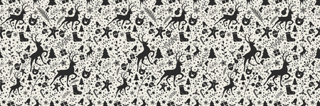 Concept of seamless pattern with Christmas decorations. Vector.のイラスト素材