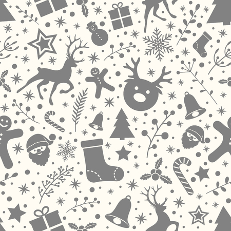 Christmas wallpaper with decorations - seamless texture. Vector.のイラスト素材