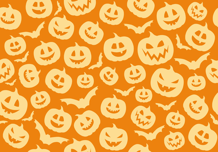 Wrapping paper with funny jack o lanterns. Vector.のイラスト素材