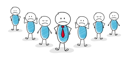 Sad cartoon characters with boss. Vector.のイラスト素材