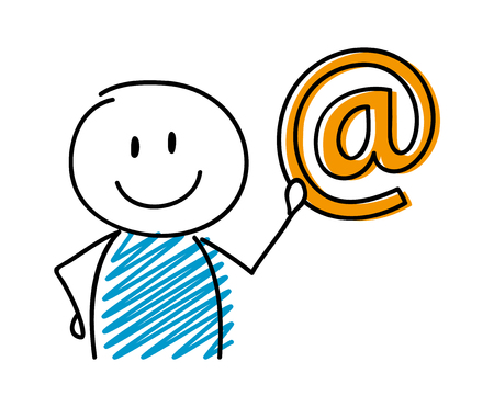 E-mail adress icon with smiley stickman. Vector.のイラスト素材