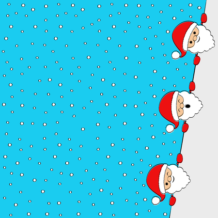 Funny hand drawn Santa Claus on background with snowflakes. Vector.のイラスト素材