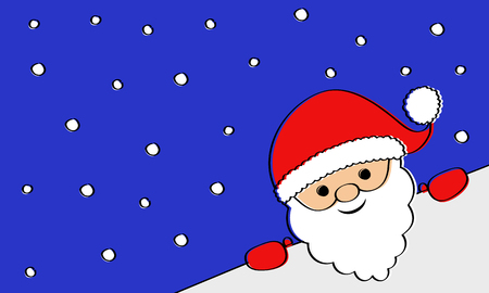 Funny hand drawn Santa Claus holding Christmas greeting card. Vector.のイラスト素材