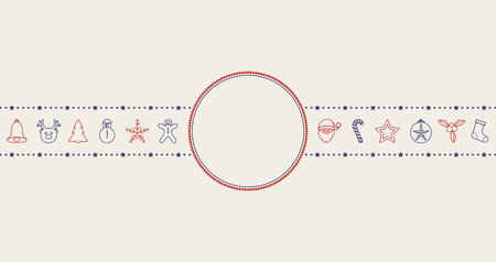 Christmas background with hand drawn icons in retro style. Vector.のイラスト素材