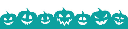 Halloween - concept of panoramic banner with pumpkins. Vector.のイラスト素材