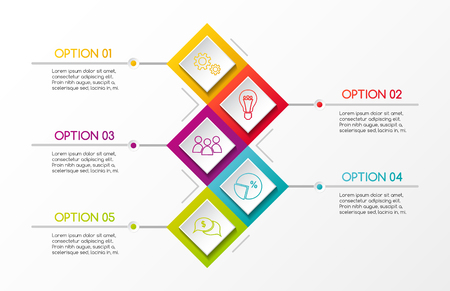 Layout of rhombus infographic with business icons. Vector.のイラスト素材