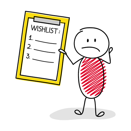 Wishlist with cartoon stickman. Vectorのイラスト素材