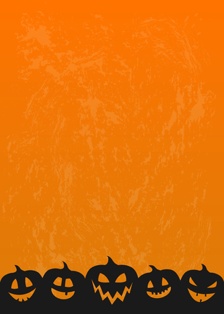 Empty Halloween card with silhouettes of pumpkins. Vector.のイラスト素材