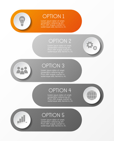 Gray infographic template with icons. Vector.のイラスト素材